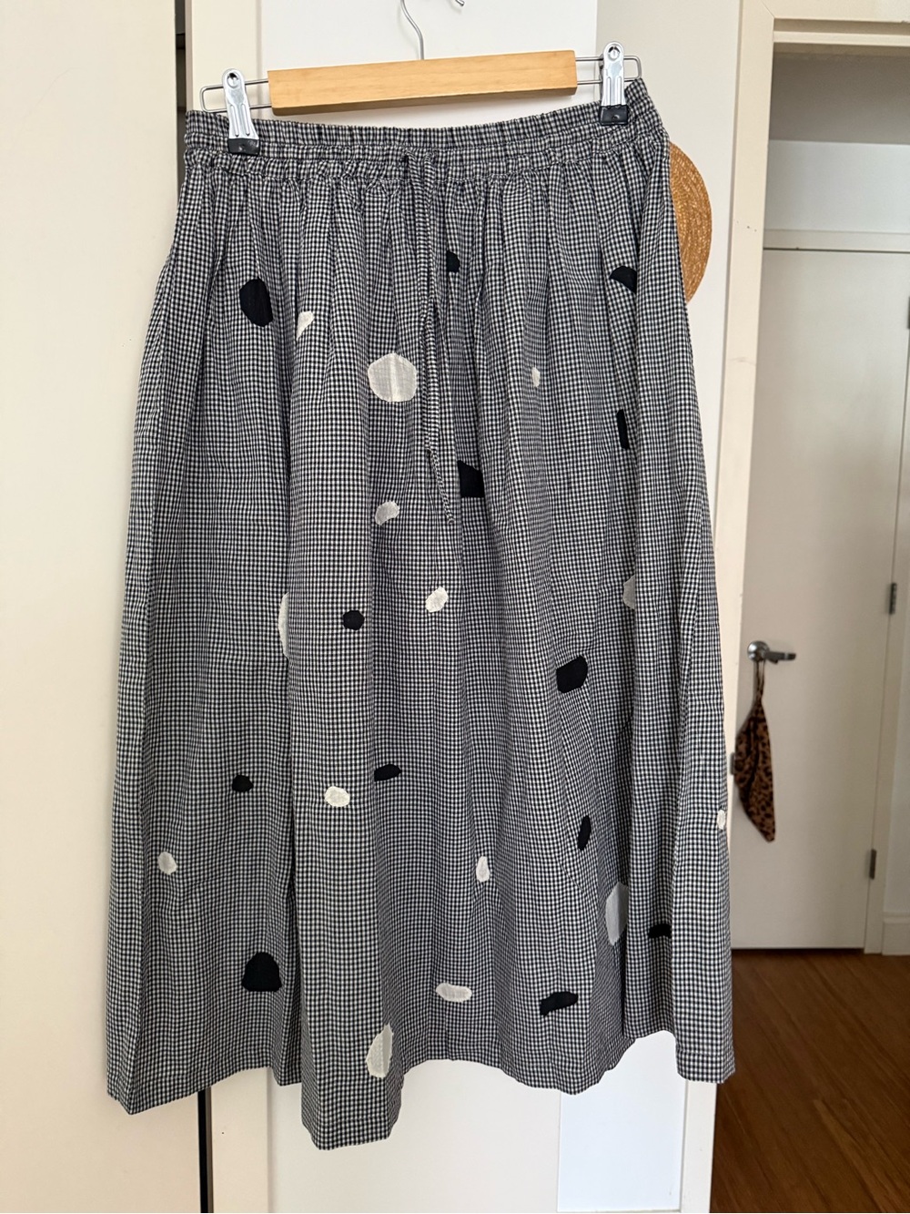 World of Crow Gingham Dot Maxi Skirt in Black and White NWT